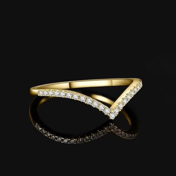 Radiant Gold-Plated V-Cut Ring - Iqlat Jewels