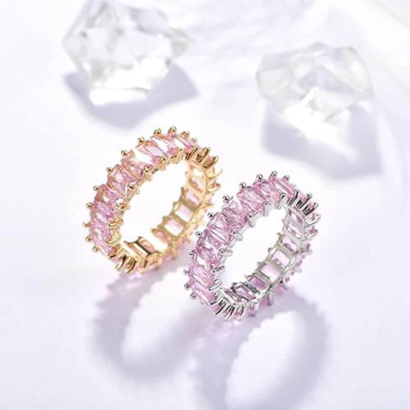 Pink Radiance Eternity Ring in Gold Finish - Iqlat Jewels