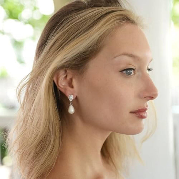 Radiant Teardrop Pearl Earrings – 925 Silver - Iqlat Jewels