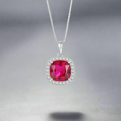 Ruby Halo Necklace – Sterling Silver - Iqlat Jewels