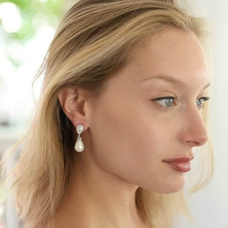 Radiant Teardrop Pearl Earrings – 925 Silver - Iqlat Jewels