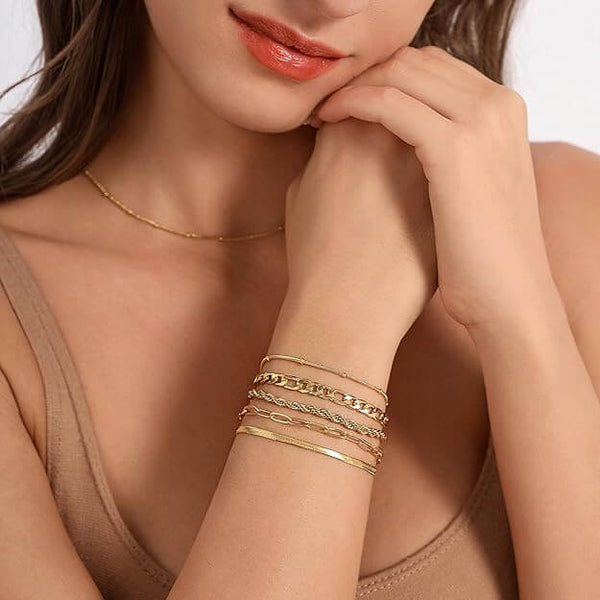 Elegant Golden Bracelet Set - Iqlat Jewels