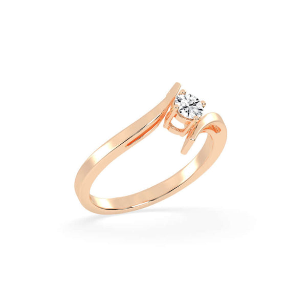 Rose Gold Solitaire Twist Ring - Iqlat Jewels