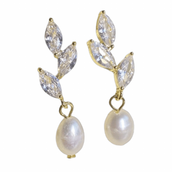 Elegant Crystal Vine and Pearl Drop Earrings - Iqlat Jewels