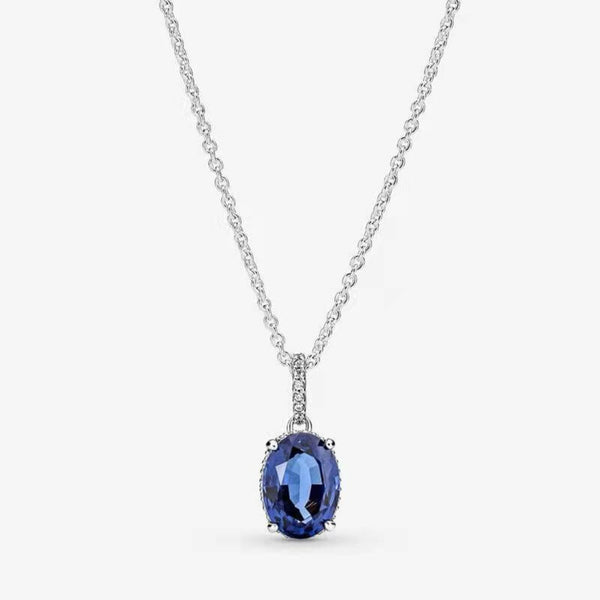 Sapphire Elegance Oval Pendant Necklace - Iqlat Jewels