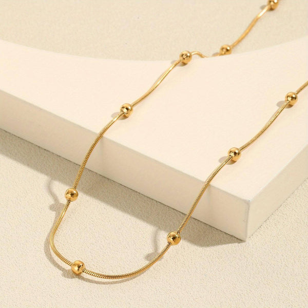 Golden Sphere Chain Necklace - Iqlat Jewels