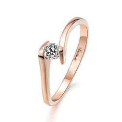 Rose Gold Solitaire Twist Ring - Iqlat Jewels