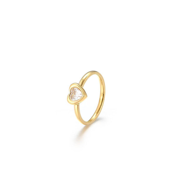 Heart-Shaped Crystal Gold Ring - Iqlat Jewels