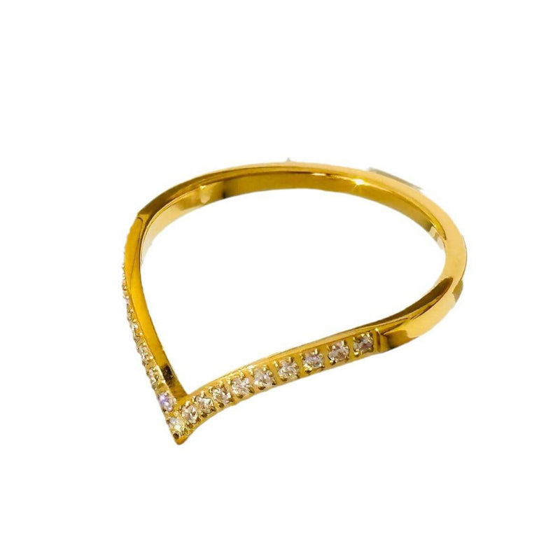 Radiant Gold-Plated V-Cut Ring - Iqlat Jewels