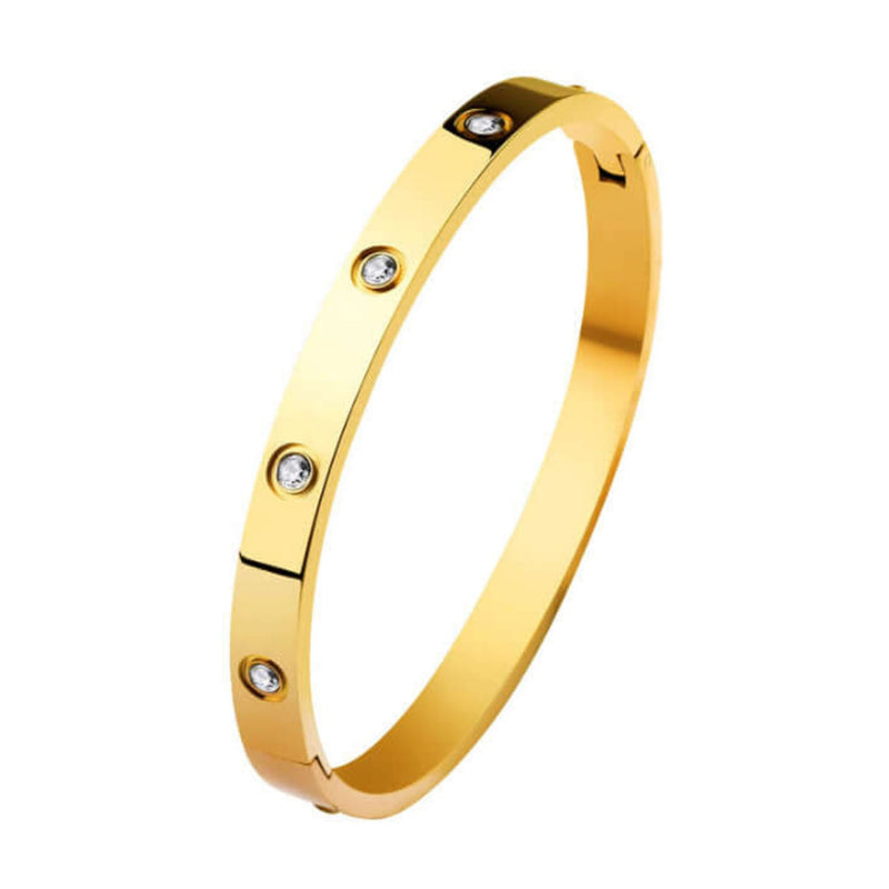 Luxe Gold-Plated Bangle with Crystals - Iqlat Jewels