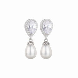 Radiant Teardrop Pearl Earrings – 925 Silver - Iqlat Jewels