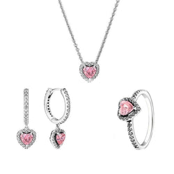 Pink Heart Halo Jewellery Set - Iqlat Jewels