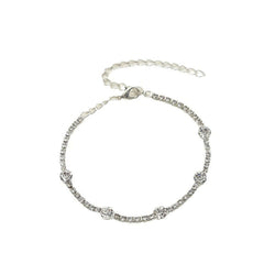 Crystal Charm Silver Anklet - Iqlat Jewels