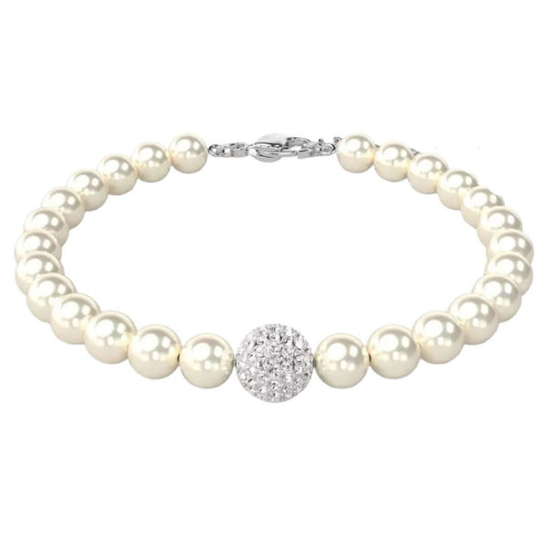 Classic Pearl Bracelet with Diamond Sphere Accent - Iqlat Jewels