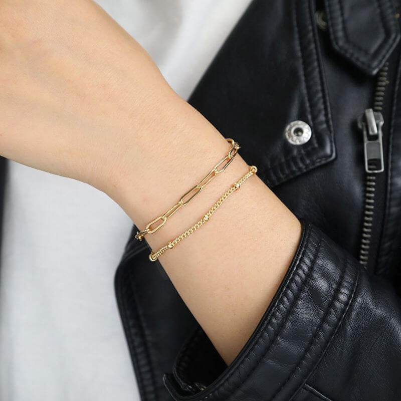 Luxe Double Layer Chain Bracelet - Iqlat Jewels