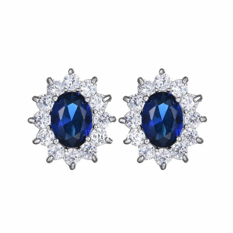 Sapphire Halo Stud Earrings - Iqlat Jewels