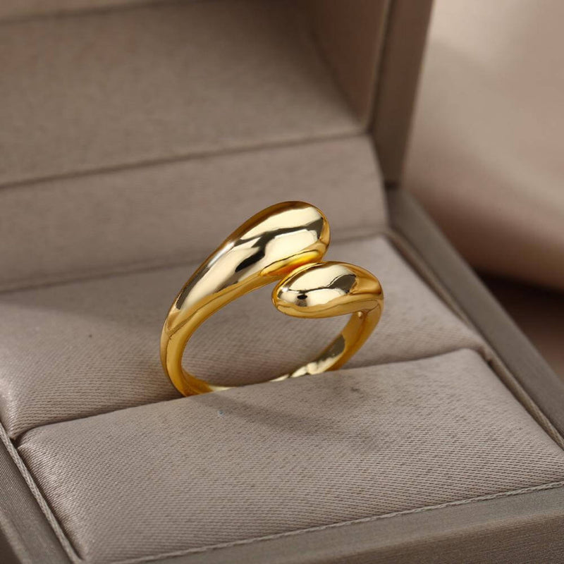 Bold Teardrop Open Gold Ring - Iqlat Jewels