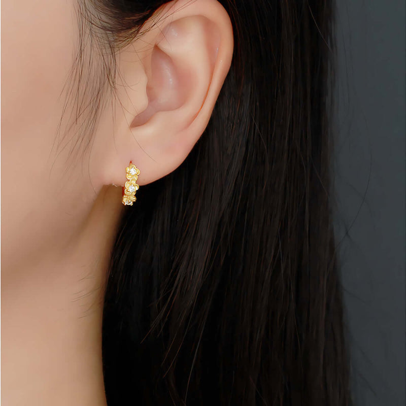 Blossom Gold Flower Hoop Earrings - Iqlat Jewels