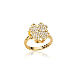 Clover Crystal Gold & Silver Ring - Iqlat Jewels