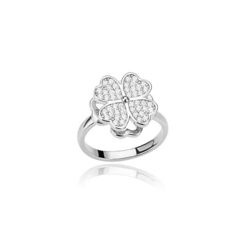 Clover Crystal Gold & Silver Ring - Iqlat Jewels